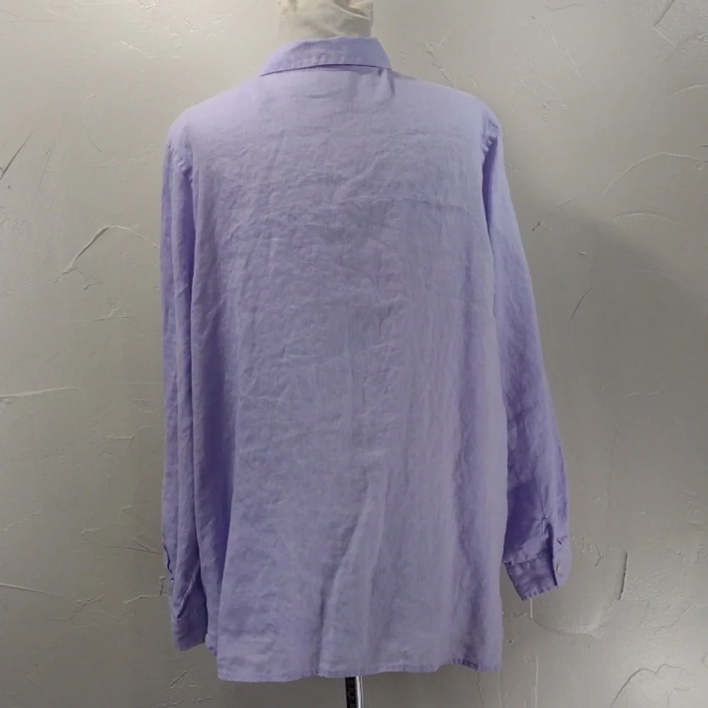 J. Jill Lavender Linen Casual Button-up Long Sleeve Shirt Women's XL - Picture 2 of 8